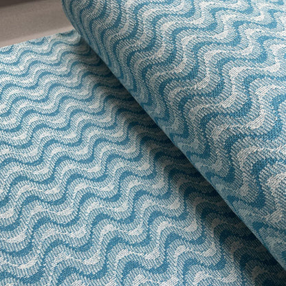 Deadstock Turquoise Wave Recycled Cotton Jersey Knit Fabric