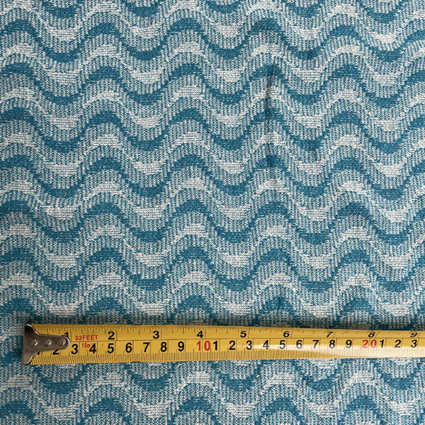 Deadstock Turquoise Wave Recycled Cotton Jersey Knit Fabric