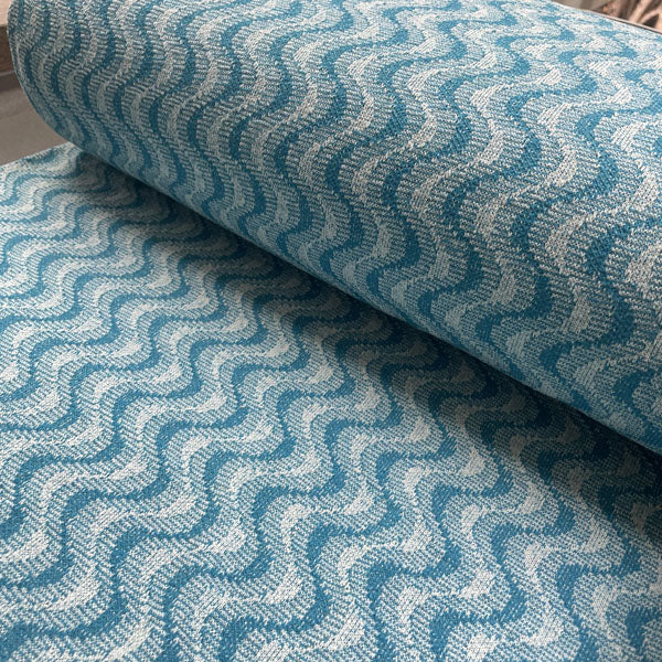 Deadstock Turquoise Wave Recycled Cotton Jersey Knit Fabric