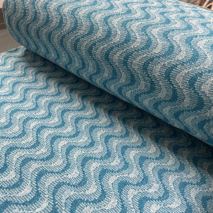 Deadstock Turquoise Wave Recycled Cotton Jersey Knit Fabric