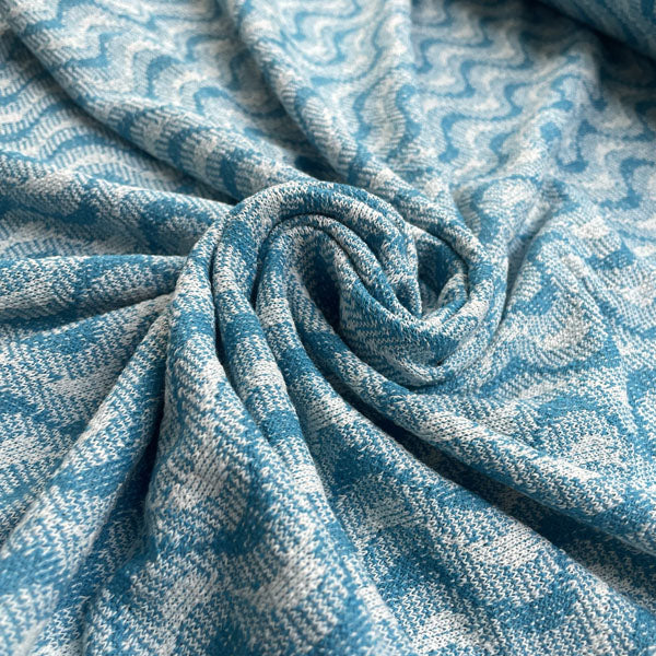 Deadstock Turquoise Wave Recycled Cotton Jersey Knit Fabric