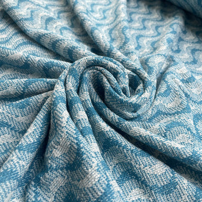 Deadstock Turquoise Wave Recycled Cotton Jersey Knit Fabric