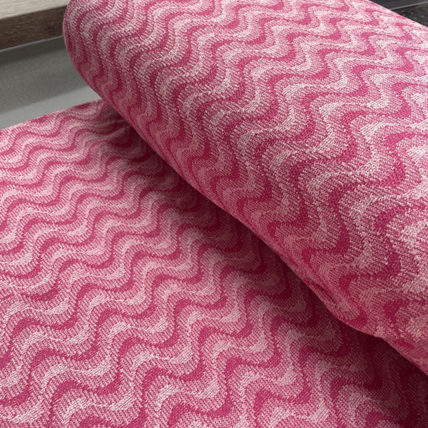 Deadstock Cerise Wave Recycled Cotton Jersey Knit Fabric
