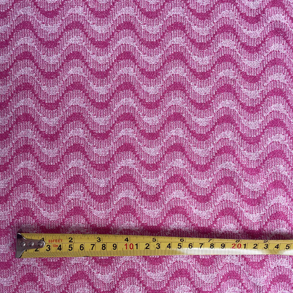 Deadstock Cerise Wave Recycled Cotton Jersey Knit Fabric