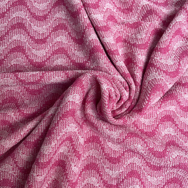 Deadstock Cerise Wave Recycled Cotton Jersey Knit Fabric