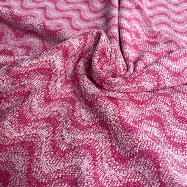Deadstock Cerise Wave Recycled Cotton Jersey Knit Fabric