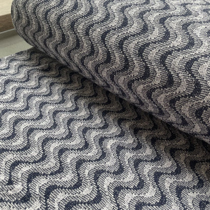 Deadstock Navy Wave Recycled Cotton Jersey Knit Fabric