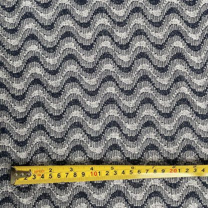 Deadstock Navy Wave Recycled Cotton Jersey Knit Fabric
