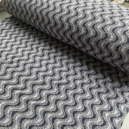 Deadstock Navy Wave Recycled Cotton Jersey Knit Fabric