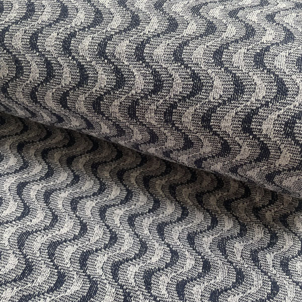 Deadstock Navy Wave Recycled Cotton Jersey Knit Fabric