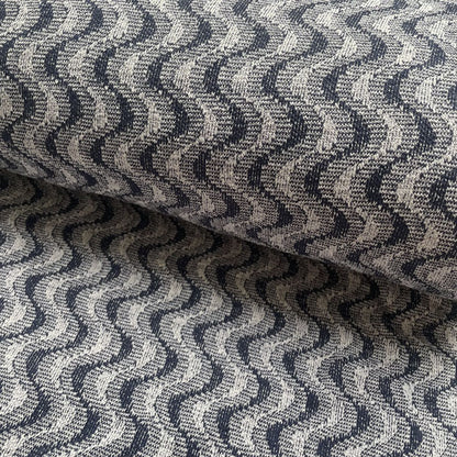 Deadstock Navy Wave Recycled Cotton Jersey Knit Fabric
