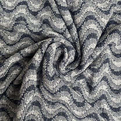 Deadstock Navy Wave Recycled Cotton Jersey Knit Fabric