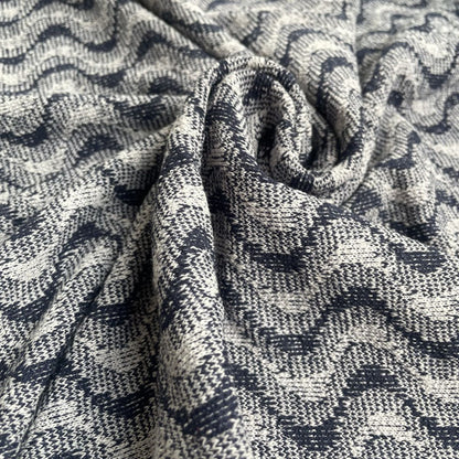 Deadstock Navy Wave Recycled Cotton Jersey Knit Fabric
