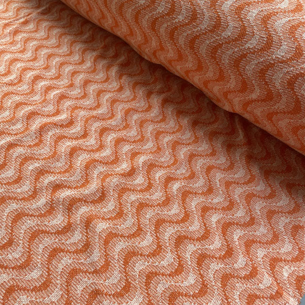 Deadstock Orange Wave Recycled Cotton Jersey Knit Fabric