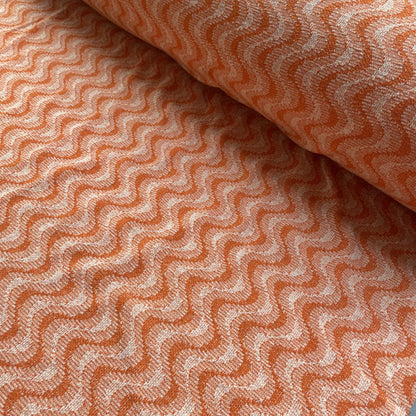 Deadstock Orange Wave Recycled Cotton Jersey Knit Fabric