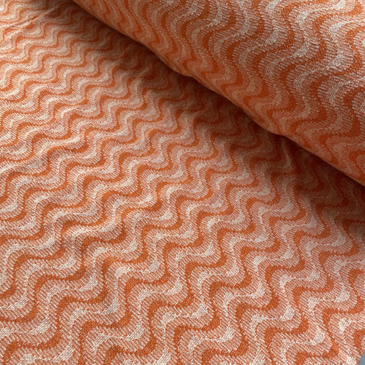 Deadstock Orange Wave Recycled Cotton Jersey Knit Fabric