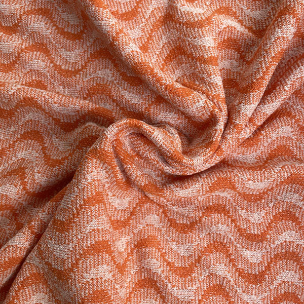 Deadstock Orange Wave Recycled Cotton Jersey Knit Fabric