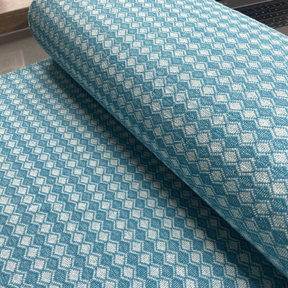 Deadstock Turquoise Diamond Recycled Cotton Jersey Knit Fabric