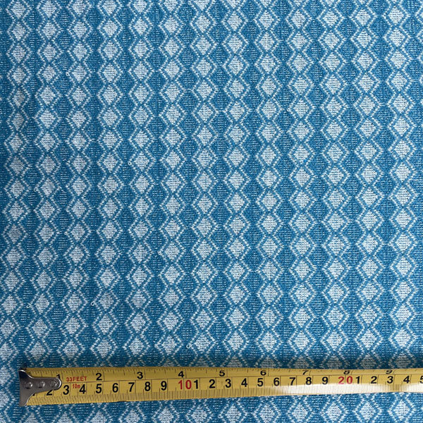 Deadstock Turquoise Diamond Recycled Cotton Jersey Knit Fabric