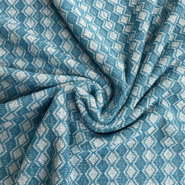 Deadstock Turquoise Diamond Recycled Cotton Jersey Knit Fabric
