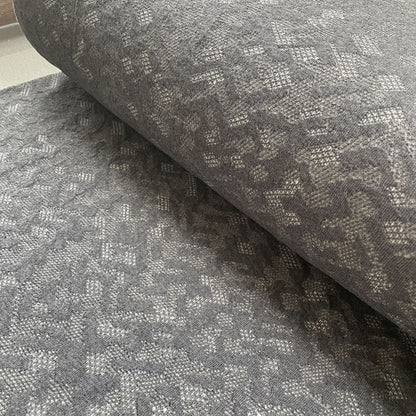 Deadstock Grey Two-Tone Abstract Textured Cotton Jersey Knit Fabric