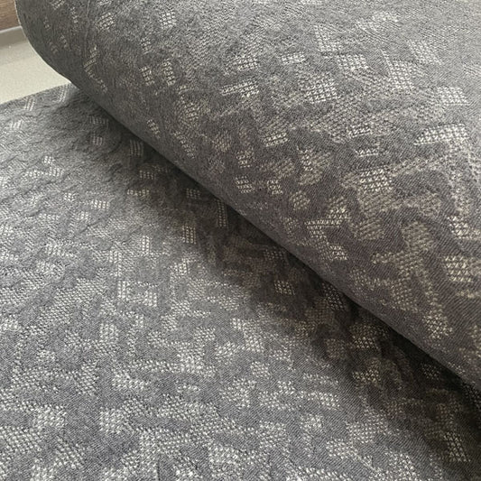 Deadstock Grey Two-Tone Abstract Textured Cotton Jersey Knit Fabric