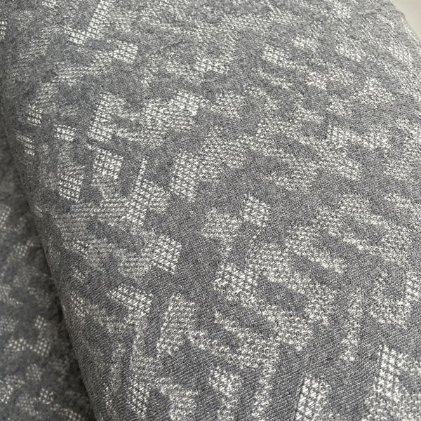Deadstock Grey Two-Tone Abstract Textured Cotton Jersey Knit Fabric