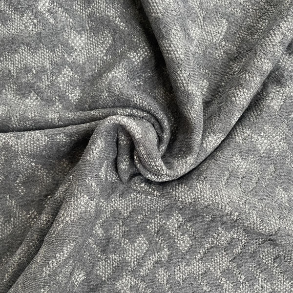 Deadstock Grey Two-Tone Abstract Textured Cotton Jersey Knit Fabric