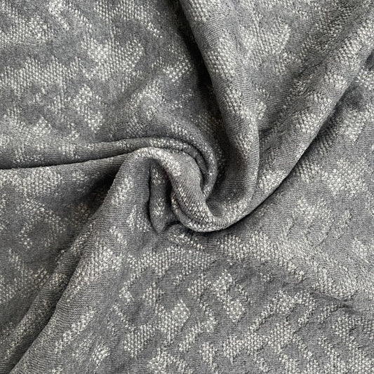Deadstock Grey Two-Tone Abstract Textured Cotton Jersey Knit Fabric