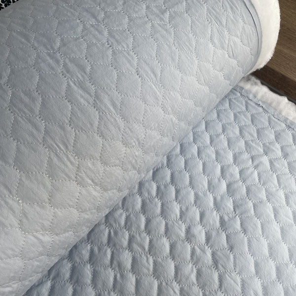 Sky Blue Houndstooth Print Textured Quilted Deadstock Fabric