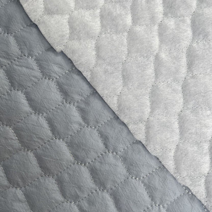 Sky Blue Houndstooth Print Textured Quilted Deadstock Fabric