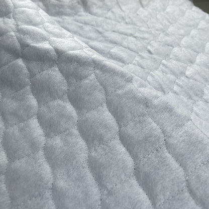 Sky Blue Houndstooth Print Textured Quilted Deadstock Fabric