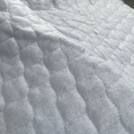 Sky Blue Houndstooth Print Textured Quilted Deadstock Fabric