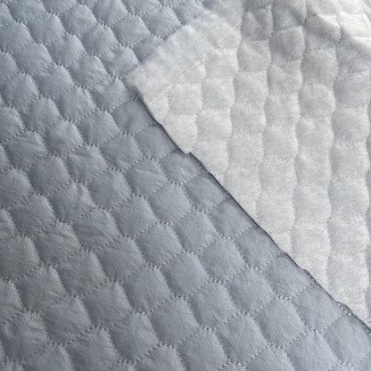 Sky Blue Houndstooth Print Textured Quilted Deadstock Fabric