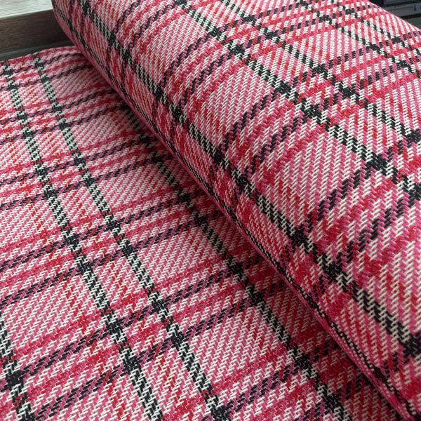 Pink, Red & Black Check Premium Coat Deadstock Fabric