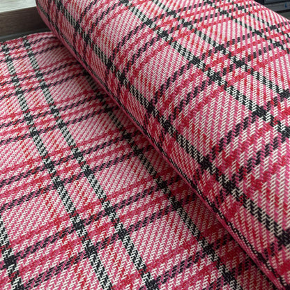 Pink, Red & Black Check Premium Coat Deadstock Fabric