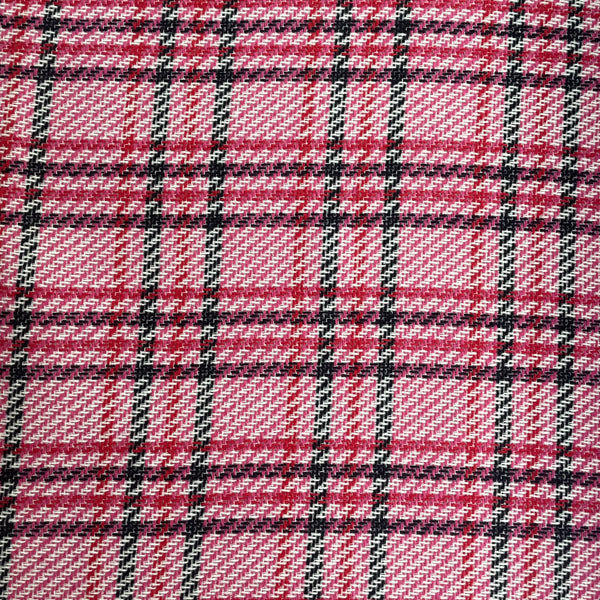 Pink, Red & Black Check Premium Coat Deadstock Fabric