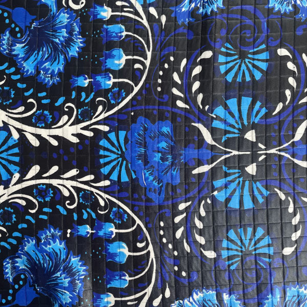 Electric Blue Floral Quilted Textured Polyester Deadstock Fabric