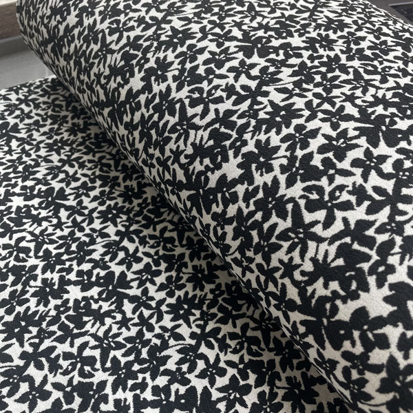 Black & White Floral Stretch Brocade Deadstock Fabric
