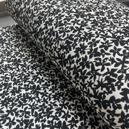 Black & White Floral Stretch Brocade Deadstock Fabric