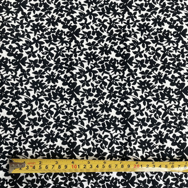 Black & White Floral Stretch Brocade Deadstock Fabric