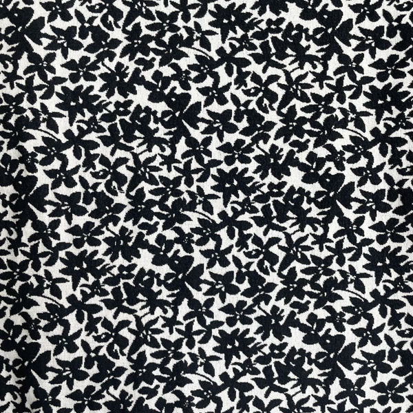 Black & White Floral Stretch Brocade Deadstock Fabric