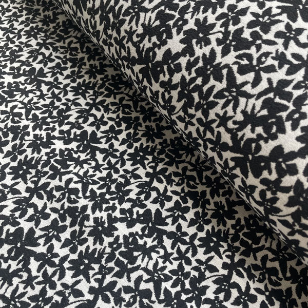 Black & White Floral Stretch Brocade Deadstock Fabric