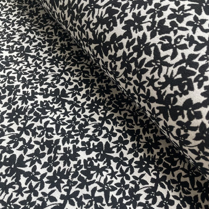 Black & White Floral Stretch Brocade Deadstock Fabric