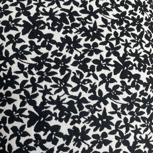 Black & White Floral Stretch Brocade Deadstock Fabric