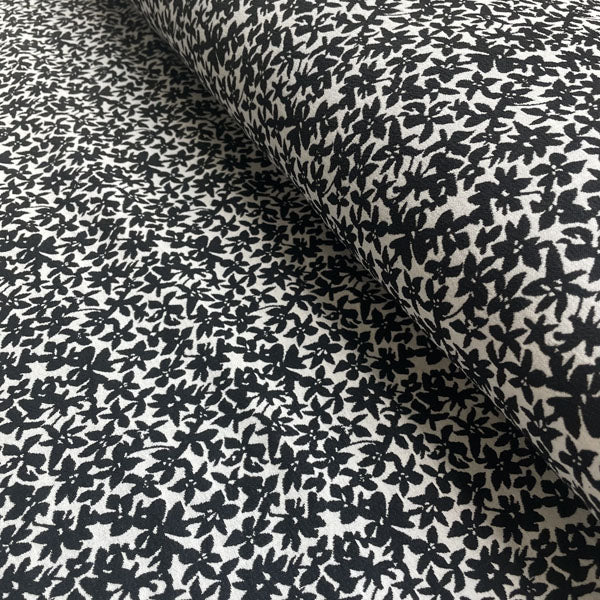 Black & White Floral Stretch Brocade Deadstock Fabric