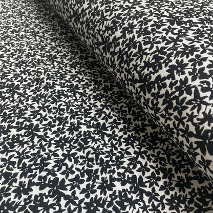 Black & White Floral Stretch Brocade Deadstock Fabric