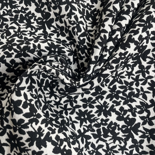 Black & White Floral Stretch Brocade Deadstock Fabric