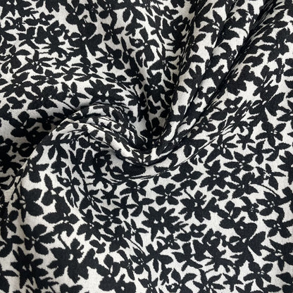 Black & White Floral Stretch Brocade Deadstock Fabric
