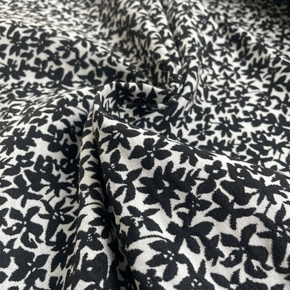 Black & White Floral Stretch Brocade Deadstock Fabric